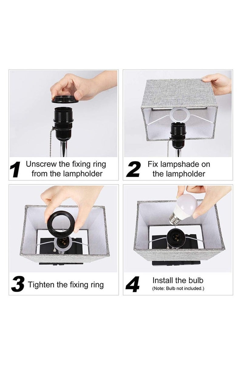 Sharpdo USB Charging Table Lamp Cloth Cover with three Color Temperatures LED Bulb Eye Protection, Chain Switch, Funky Zipper Switch with 2 USB Ports, Ideal for Bedroom Living Room Office Lighting - Image 5